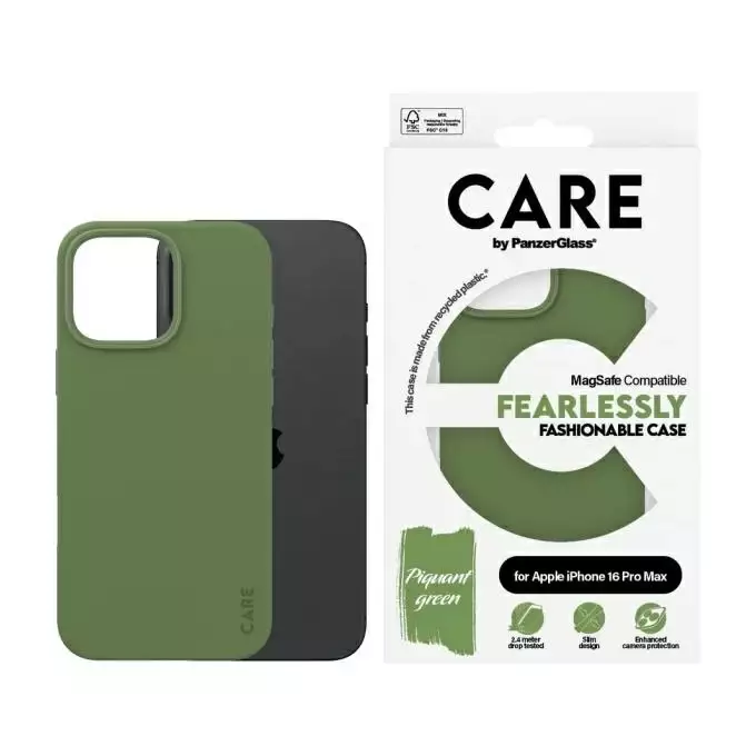 Etui CARE by PanzerGlass Fashion iPhone  16 Pro Max zielony MagSafe