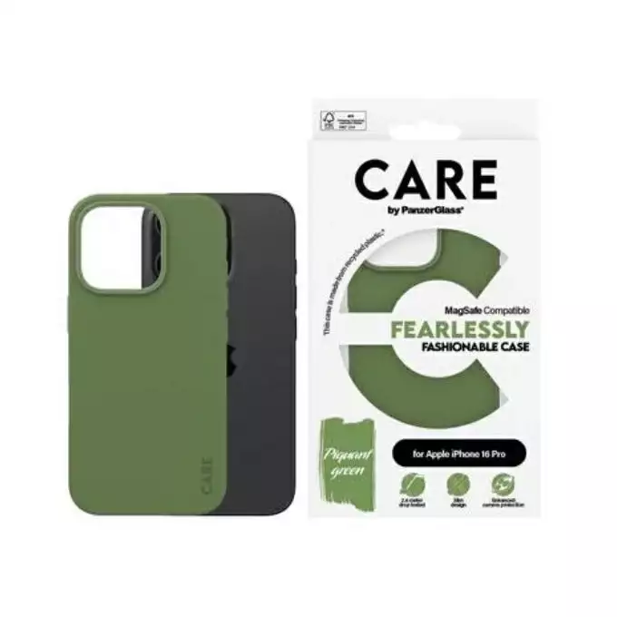 Etui CARE by PanzerGlass Fashion iPhone 16 Pro zielony MagSafe