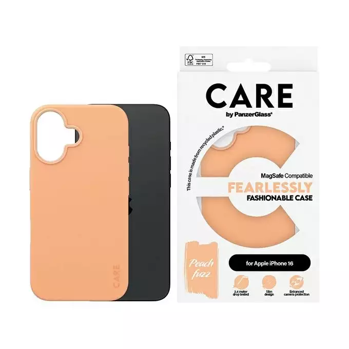 Etui CARE by PanzerGlass Fashion iPhone 16 brzoskwiniowy MagSafe