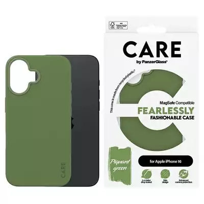 Etui CARE by PanzerGlass Fashion iPhone 16 zielony MagSafe