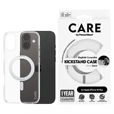 Etui CARE by PanzerGlass Feature Kickstand iPhone 16 Plus srebrny MagSafe