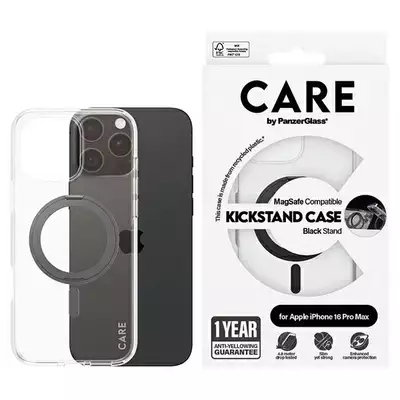 Etui CARE by PanzerGlass Feature Kickstand iPhone 16 Pro Max czarny MagSafe