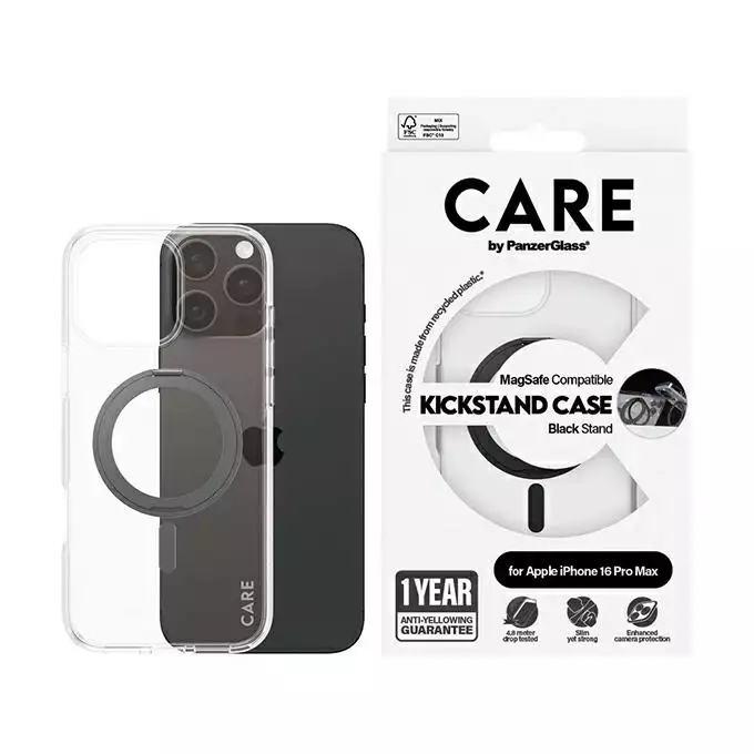 Etui CARE by PanzerGlass Feature Kickstand iPhone 16 Pro Max czarny MagSafe