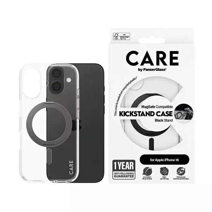 Etui CARE by PanzerGlass Feature Kickstand iPhone 16 czarny MagSafe