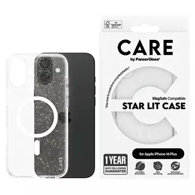 Etui CARE by PanzerGlass Flagship Star Lit iPhone 16 Plus biały MagSafe