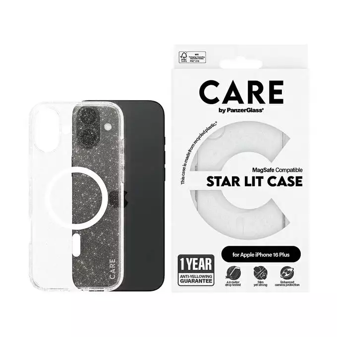 Etui CARE by PanzerGlass Flagship Star Lit iPhone 16 Plus biały MagSafe