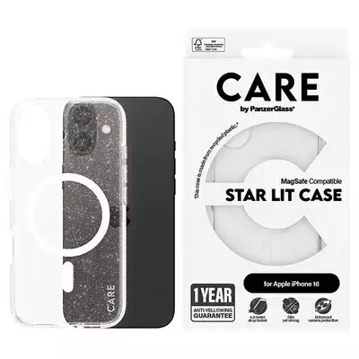 Etui CARE by PanzerGlass Flagship Star Lit iPhone 16 biały MagSafe