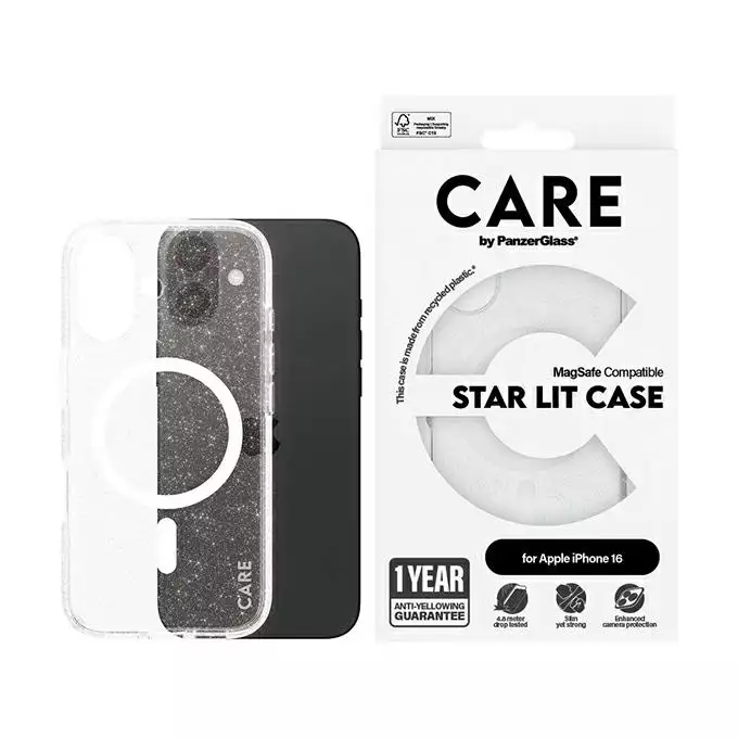 Etui CARE by PanzerGlass Flagship Star Lit iPhone 16 biały MagSafe