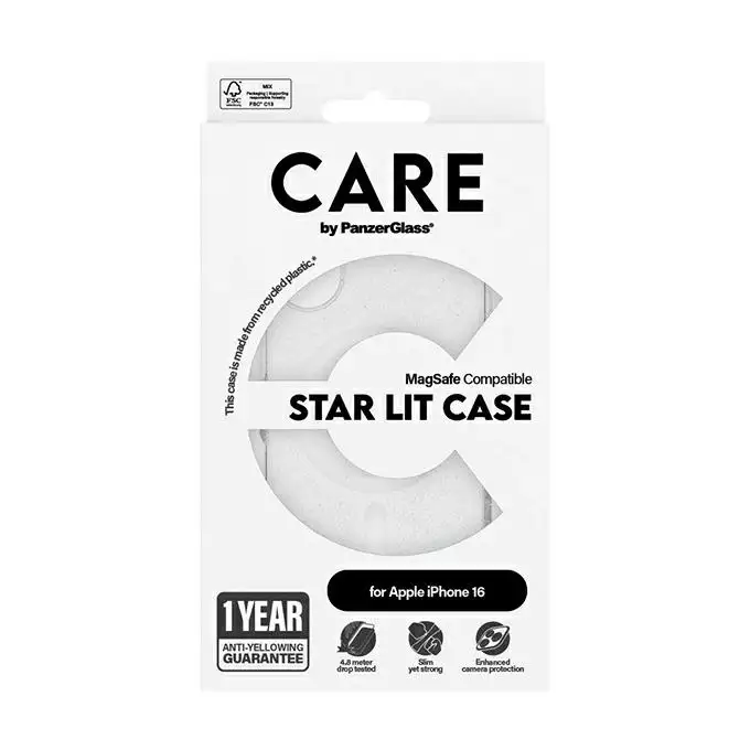 Etui CARE by PanzerGlass Flagship Star Lit iPhone 16 biały MagSafe