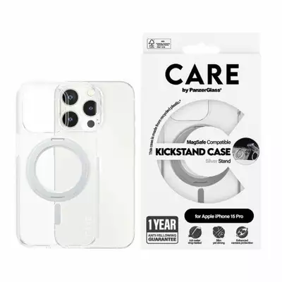 Etui CARE by PanzerGlass Kickstand iPhone 15 Pro MagSafe srebrny