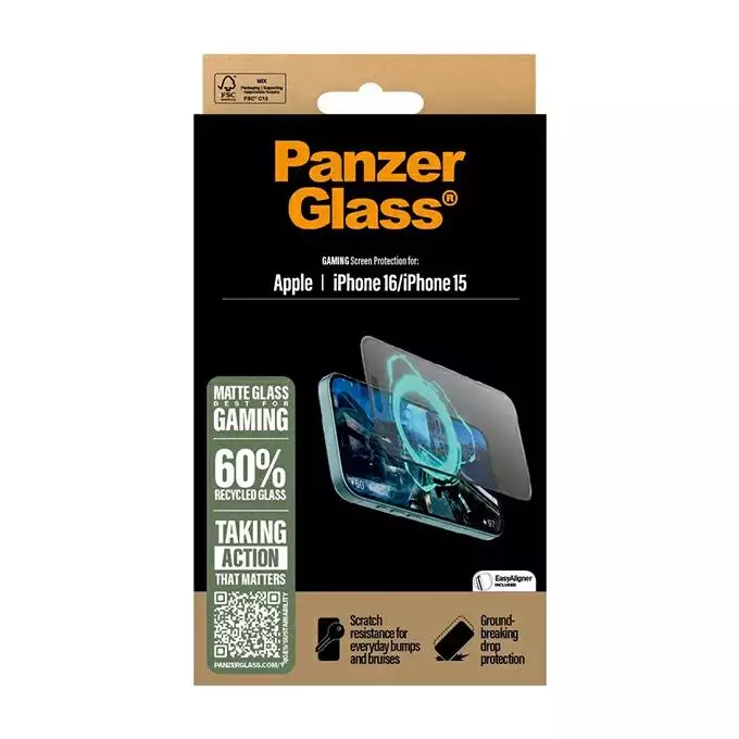 PanzerGlass Gaming Screen Protector iPhone 16 / 15 6.1&quot; Ultra-Wide Fit 2857