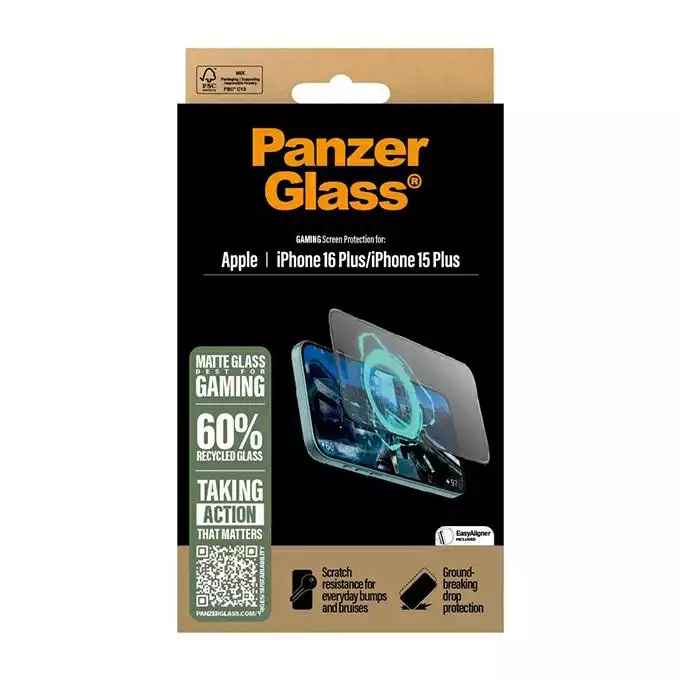 PanzerGlass Gaming Screen Protector iPhone 16 Plus / 15 Plus 6.7&quot; Ultra-Wide Fit 2859