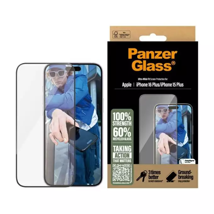 PanzerGlass Screen Protector iPhone 16 Plus 6.7&quot; Ultra-Wide Fit 2863