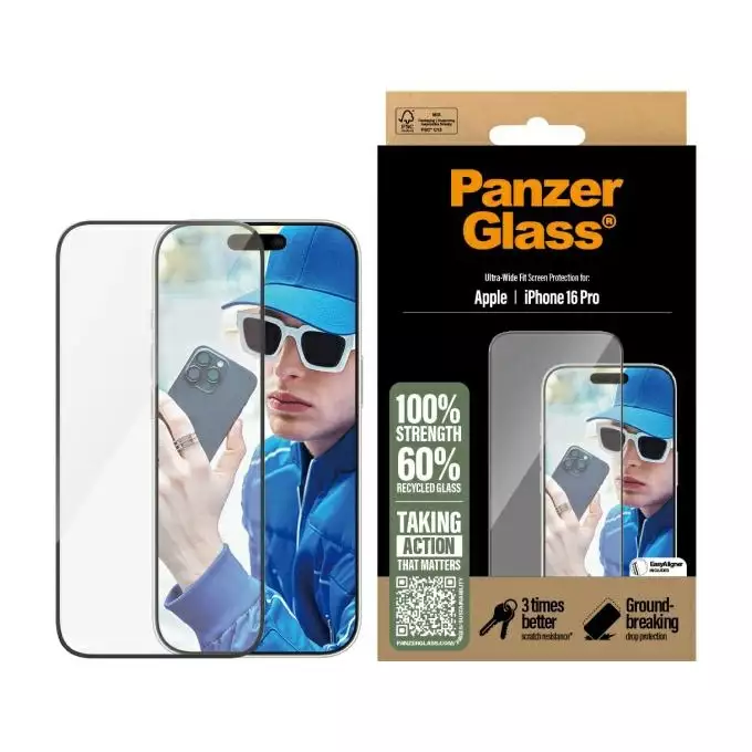 PanzerGlass Screen Protector iPhone 16 Pro 6.3&quot; Ultra-Wide Fit 2862