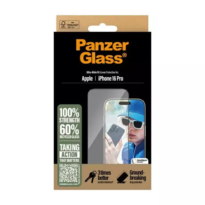 PanzerGlass Screen Protector iPhone 16 Pro 6.3&quot; Ultra-Wide Fit 2862