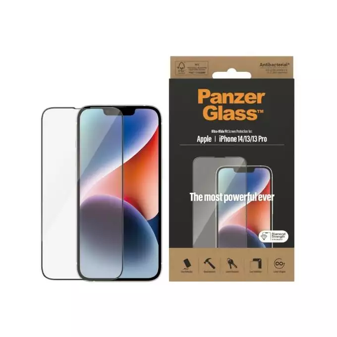 PanzerGlass Ultra-Wide Fit iPhone 14 / 13 Pro / 13 6,1&quot; Screen Protection Antibacterial 2771