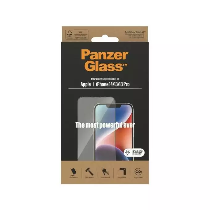 PanzerGlass Ultra-Wide Fit iPhone 14 / 13 Pro / 13 6,1&quot; Screen Protection Antibacterial 2771