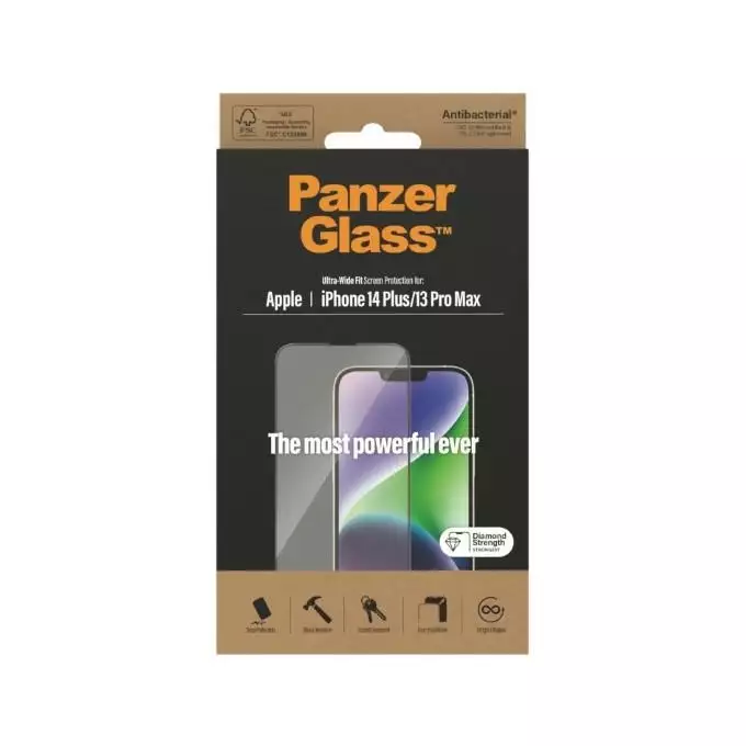 PanzerGlass Ultra-Wide Fit iPhone 14 Plus / 13 Pro Max 6,7&quot; Screen Protection Antibacterial 2773