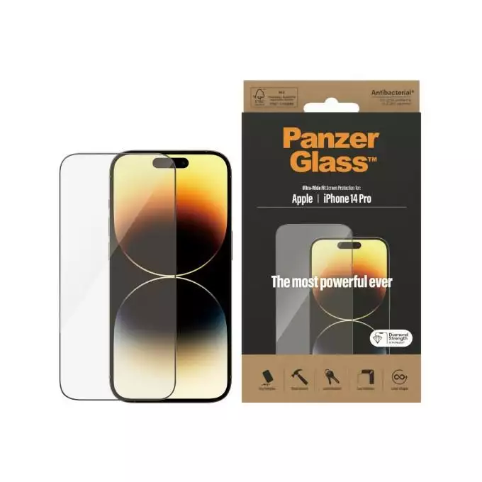 PanzerGlass Ultra-Wide Fit iPhone 14 Pro 6,1&quot; Screen Protection Antibacterial 2772