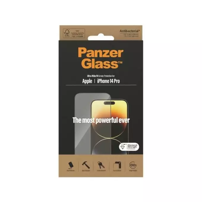 PanzerGlass Ultra-Wide Fit iPhone 14 Pro 6,1&quot; Screen Protection Antibacterial 2772