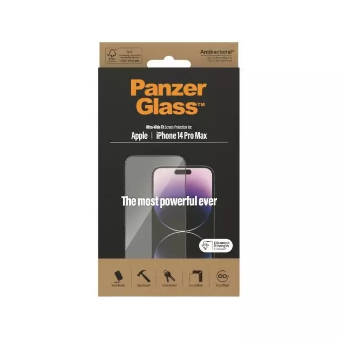 PanzerGlass Ultra-Wide Fit iPhone 14 Pro Max 6,7&quot; Screen Protection Antibacterial 2774