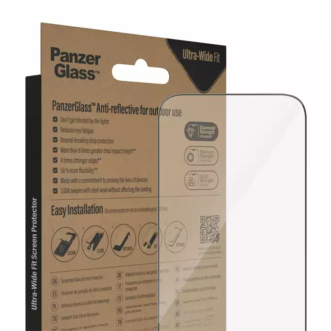 Szkło hartowane do IPhone 14 Pro antyrefleksyjne PanzerGlass Ultra-Wide Fit