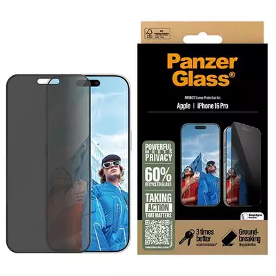 Szkło hartowane do IPhone 16 Pro z filtrem prywatyzującym PanzerGlass Ultra-Wide Fit