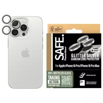 Szkło hartowane na obiektyw do iPhone 16 Pro  | 16 Pro Max SAFE by PanzerGlass srebrny