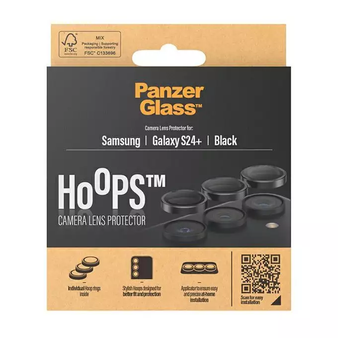 Szkło na obiektyw do Samsung S24+ PanzerGlass Hoops czarny