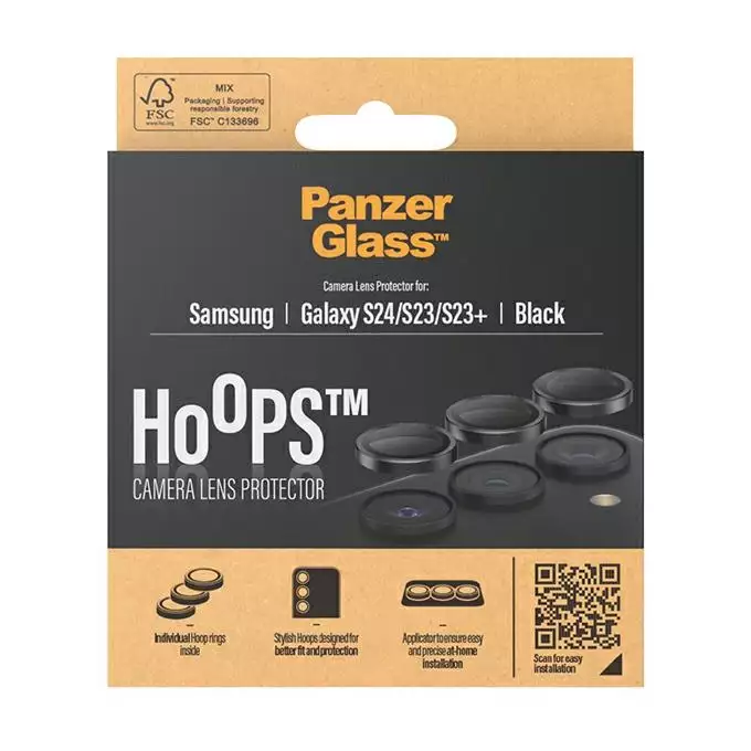 Szkło na obiektyw do Samsung S24 | S23 | S23+ PanzerGlass Hoops czarny