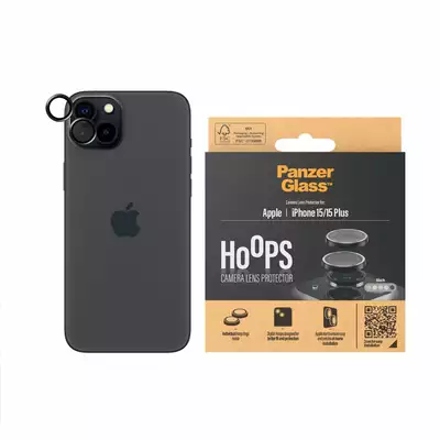 Szkło na obiektyw do iPhone 15 | 15 Plus PanzerGlass Hoops czarny