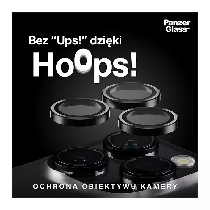 Szkło na obiektyw do iPhone 15 Pro | 15 Pro Max PanzerGlass Hoops czarny