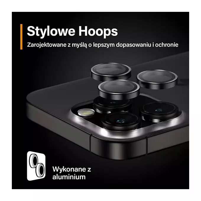 Szkło na obiektyw do iPhone 15 Pro | 15 Pro Max PanzerGlass Hoops czarny