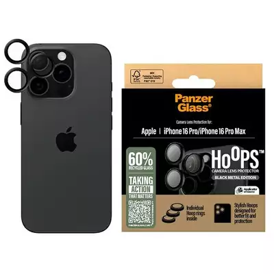 Szkło na obiektyw do iPhone 16 Pro / 16 Pro Max PanzerGlass Hoops czarny