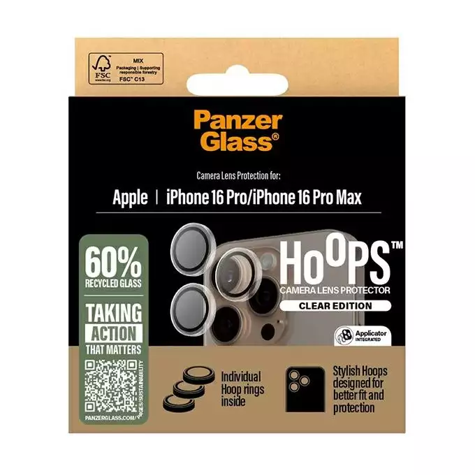 Szkło na obiektyw do iPhone 16 Pro | 16 Pro Max PanzerGlass Hoops przezroczysty