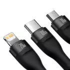 Baseus kabel 3w1 Flash II USB + USB-C - Lightning + USB-C + microUSB 1,5 m 3,5A czarny 100W