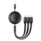 Baseus kabel Bright Mirror 2 3w1 USB - micro USB + Lightning + USB-C 1,1m 3,5A czarny zwijany