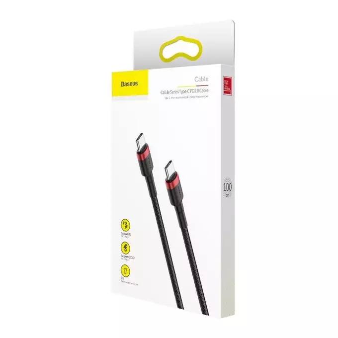 Baseus kabel Cafule PD USB-C - USB-C 1,0 m czerwono-czarny 60W