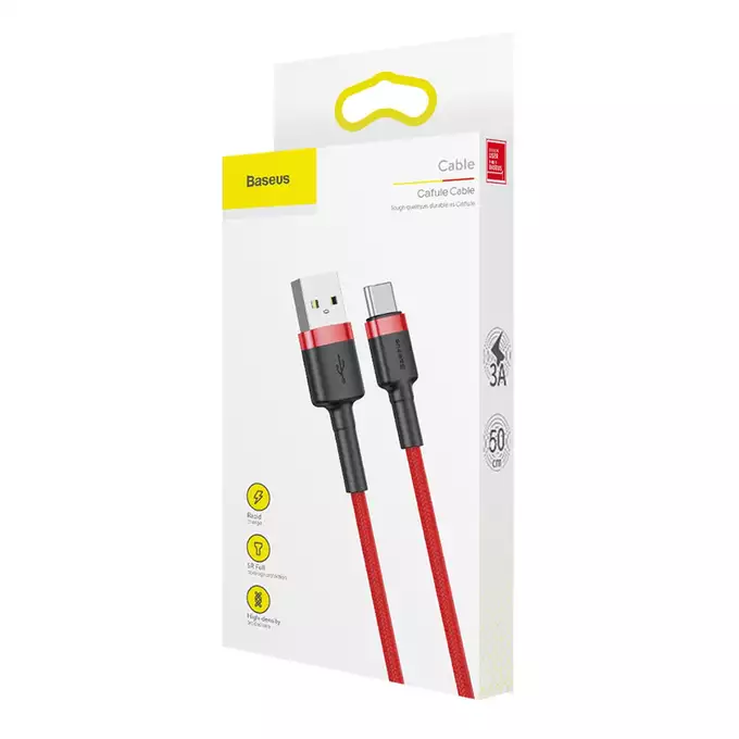 Baseus kabel Cafule USB - USB-C 0,5 m 3A czerwony