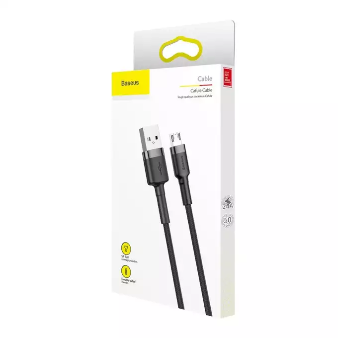 Baseus kabel Cafule USB - microUSB 0,5 m 2,4A szaro-czarny