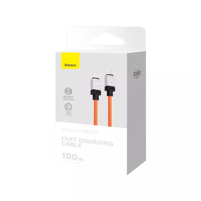 Baseus kabel CoolPlay USB-C - USB-C 2m 100W pomarańczowy