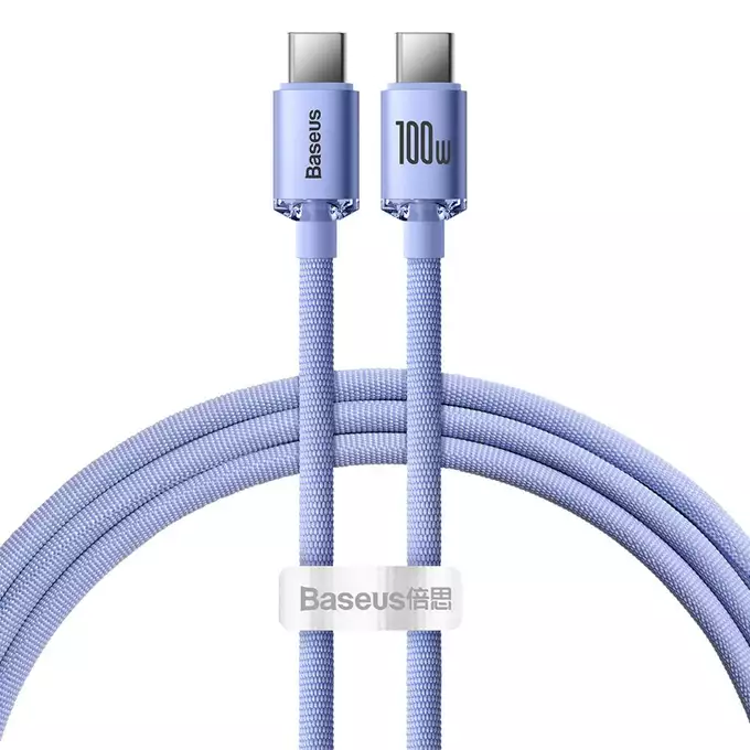 Baseus kabel Crystal Shine USB-C - USB-C 1,2 m 100W fioletowy