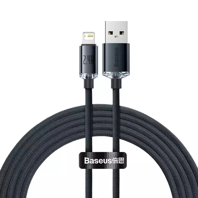 Baseus kabel Crystal Shine USB - Lightning 2,0 m 2,4A czarny