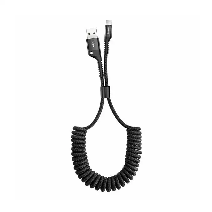 Baseus kabel Fish Eye USB - Lightning 1,0m 2A czarny sprężynowy