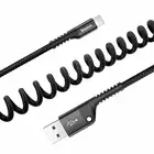 Baseus kabel Fish Eye USB - Lightning 1,0m 2A czarny sprężynowy