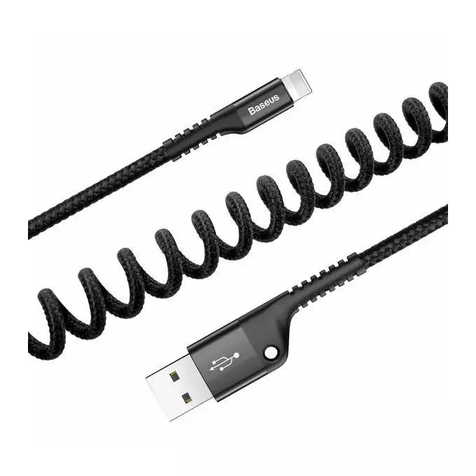 Baseus kabel Fish Eye USB - Lightning 1,0m 2A czarny sprężynowy