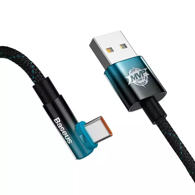 Baseus kabel MVP 2 Elbow USB - USB-C 1,0 m 100W czarno-niebieski