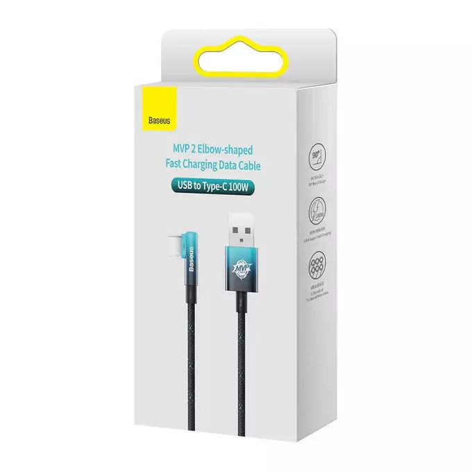 Baseus kabel MVP 2 Elbow USB - USB-C 2,0 m 100W czarno-niebieski