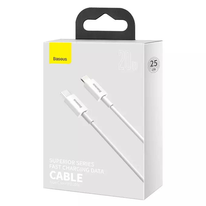 Baseus kabel Superior PD USB-C - Lightning 0,25 m biały 20W