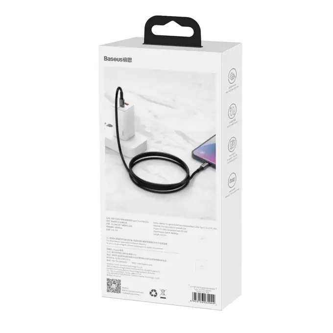 Baseus kabel Tungsten PD USB-C - USB-C 2,0 m czarny 100W